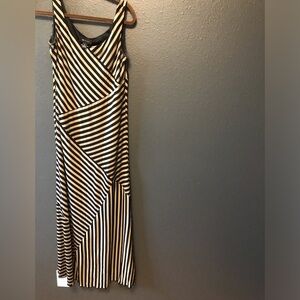 Black and Cream Striped Women's Maxi Dress